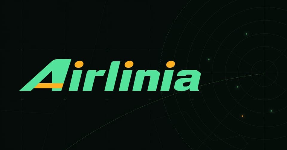 Airlinia wordmark on a dark radar-style background