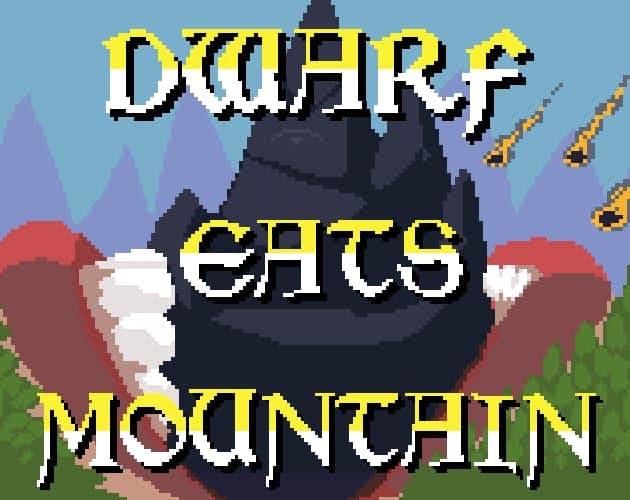 Pixel-art title over a dark mountain with flying ballista bolts