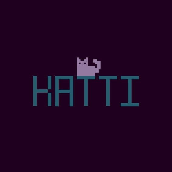 A small pixel cat on a dark purple board of sliding tiles