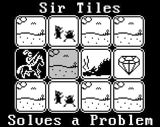 1-bit grid of tiles showing a mounted knight, a dragon and a gem