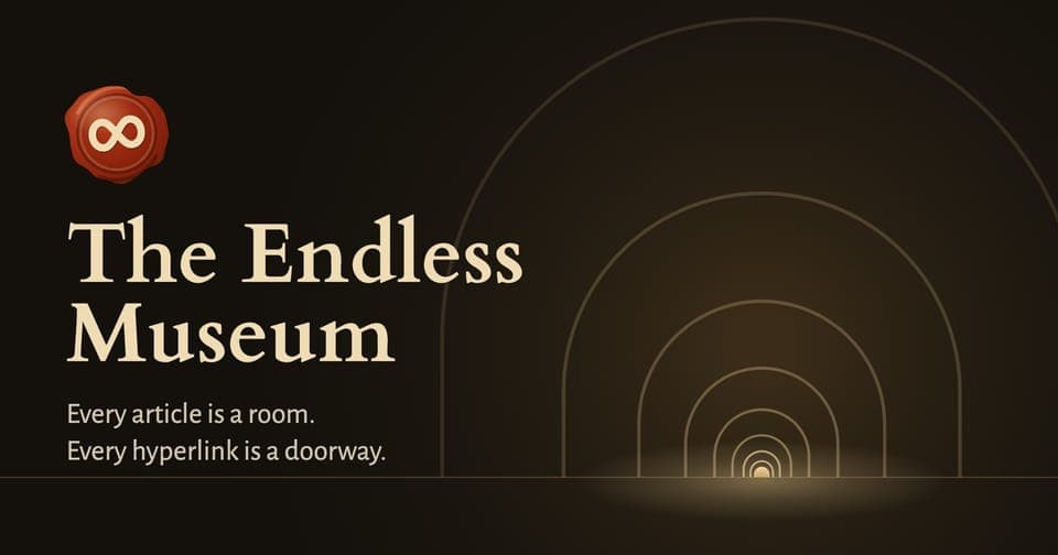 The Endless Museum title beside nested glowing archways