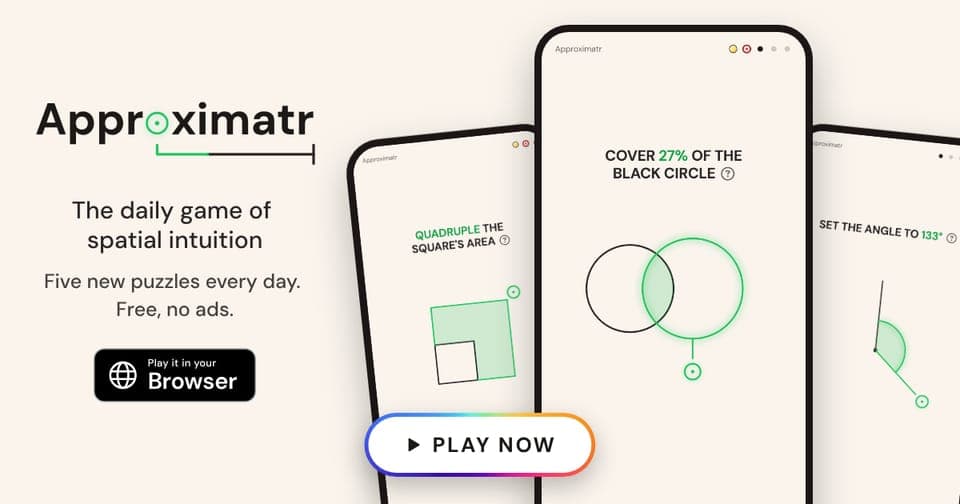 Share card for Approximatr, likely its name over a geometry puzzle