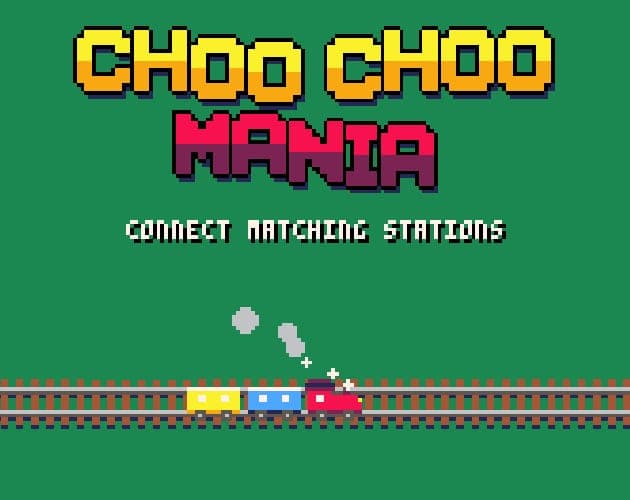 Cover art for Choo Choo Mania, a pixel-art train-track puzzle