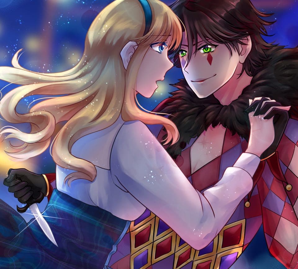 Cover art for Harlequinade, a carnival-set horror romance visual novel