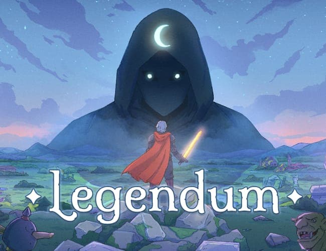 Pixel-art cover for Legendum, a fantasy idle RPG about living many lives