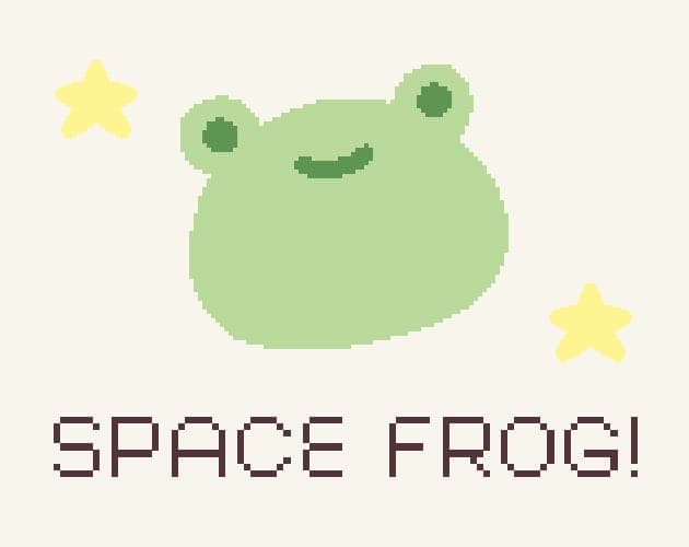 A smiling green frog face with yellow stars above the title
